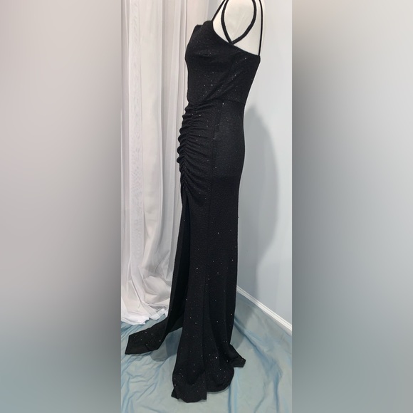 WINDSOR sparkle black vneck high cut formal prom dress size medium large 10 - Picture 6 of 13